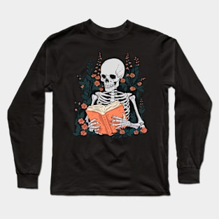 Book Aesthetic Skeleton, Reading til death. Long Sleeve T-Shirt